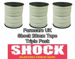 Shock White  20mm Electric Fence Tape TRIPLE Pack DEAL